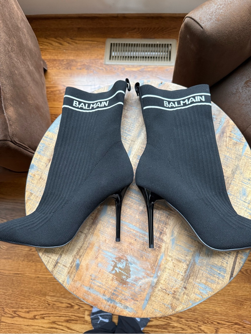 Balmain Knit Black Skye Sock-Style Pointed Stiletto Boot - Picture 5 of 10